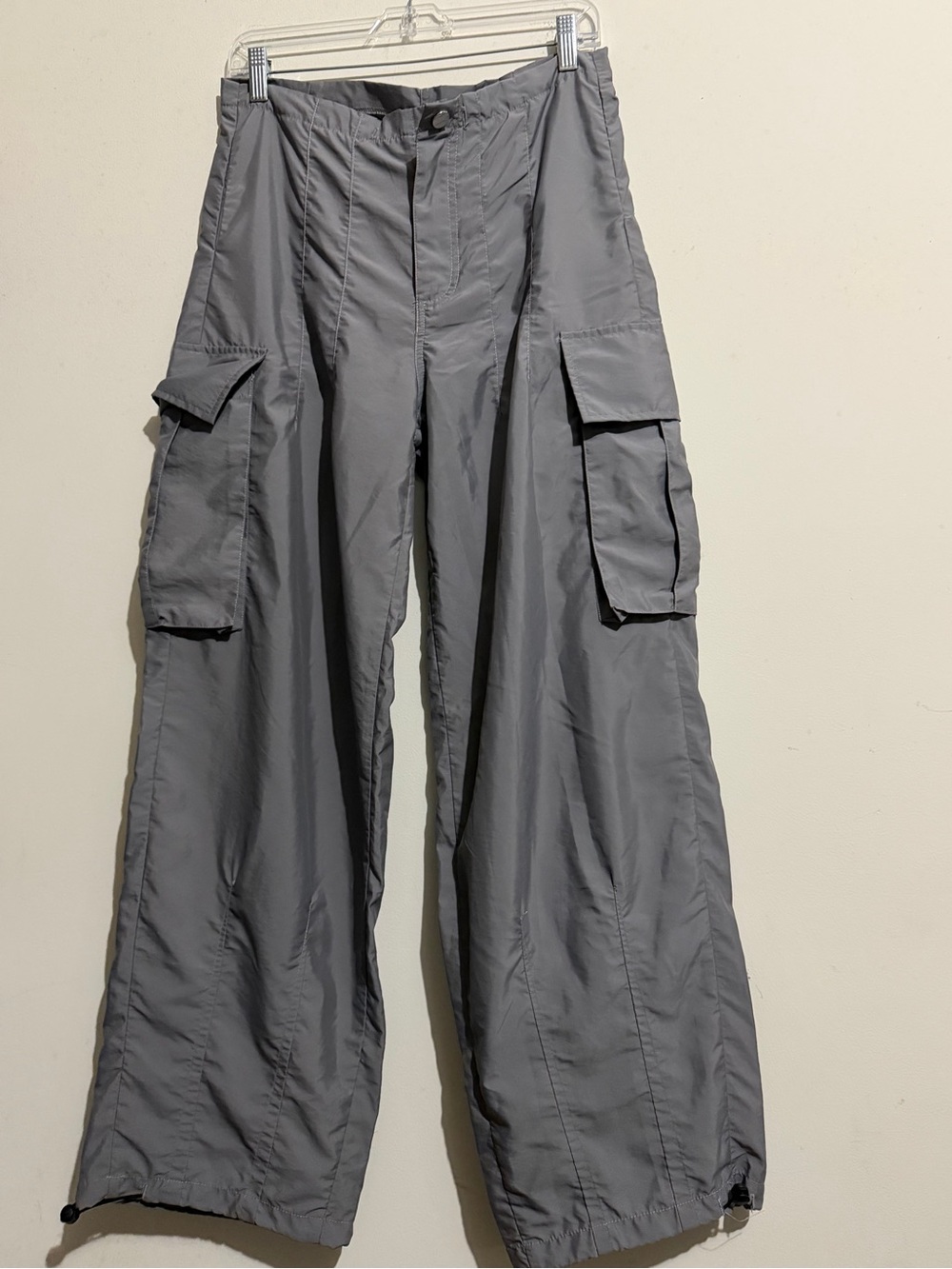 Vintage Gray Cargo Track Pants with Wide Legs